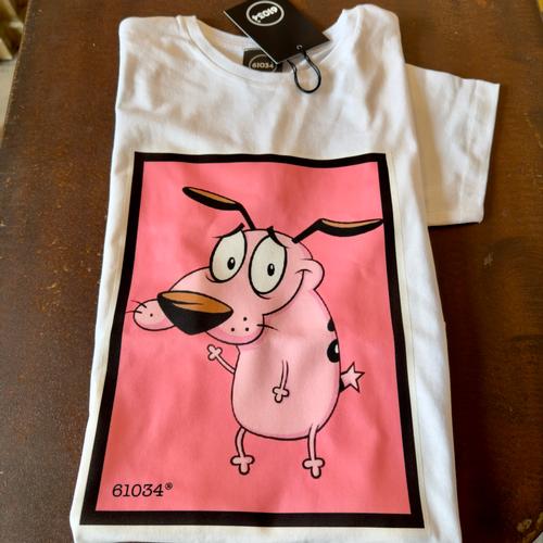 t-shirt slimfit con stampa Leone il cane fifone - base bianca 398