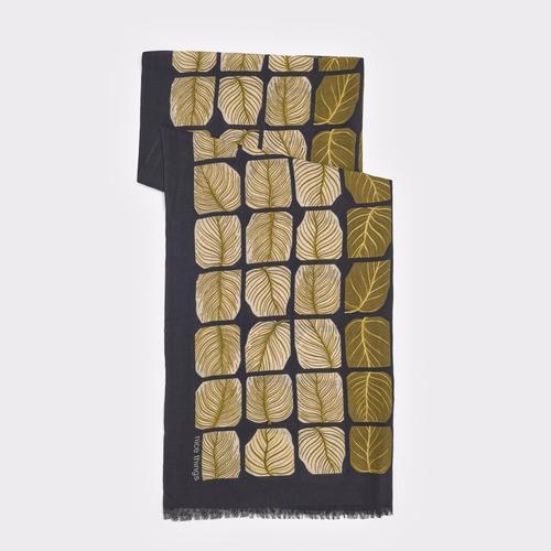 Foulard stampa foglie - nero